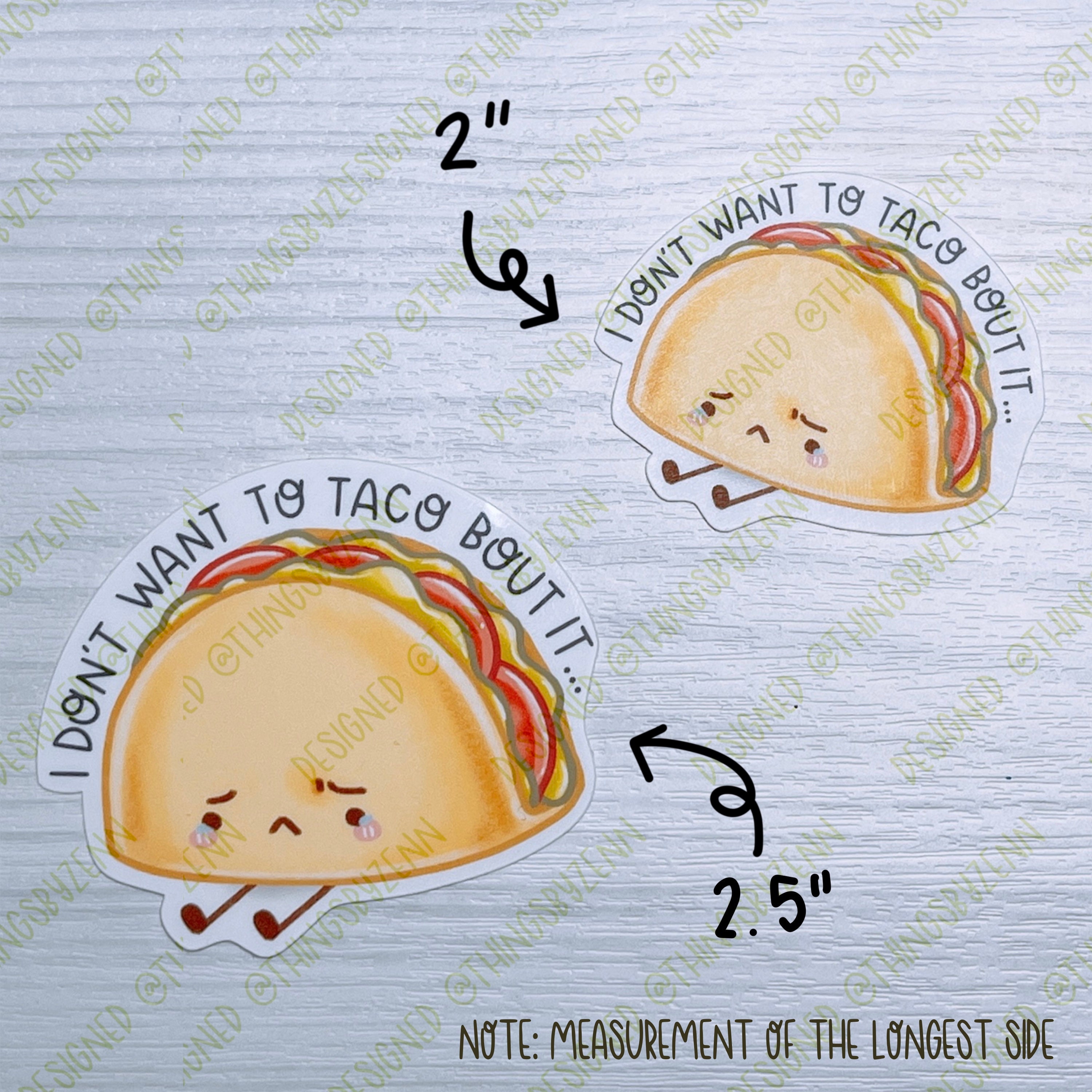 Decal Sad Taco Sticker Taco Bout It Kawaii Food Sticker | Etsy