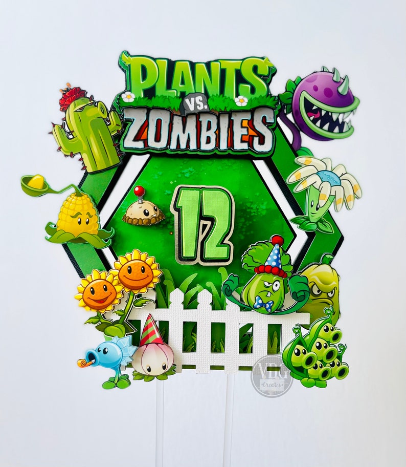 Plants Vs Zombies Cake Topper Gamer Cake Topper - Etsy