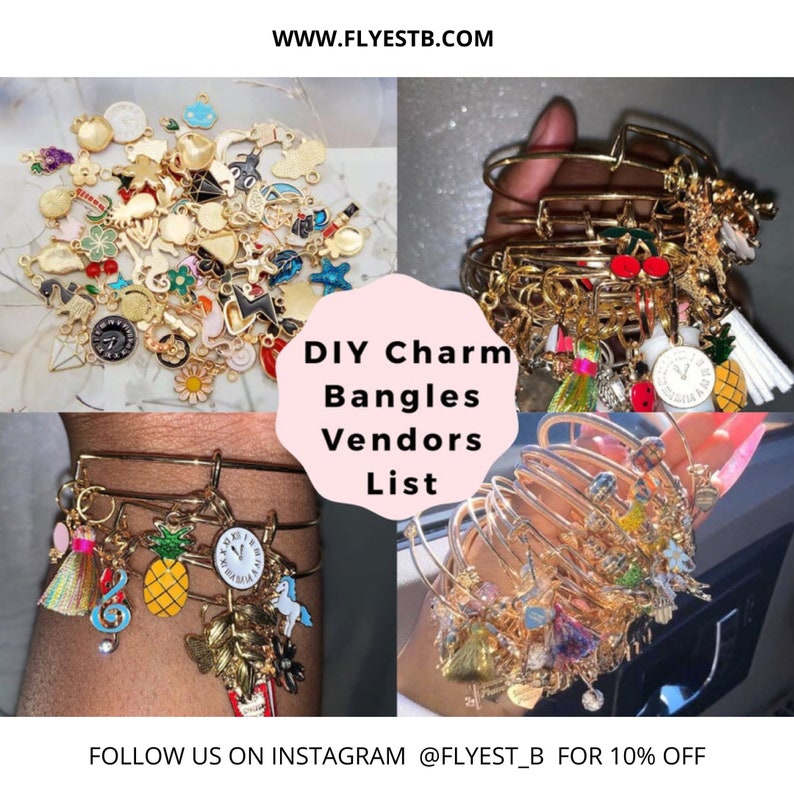 DIY charm bracelet / bangles vendors list Etsy