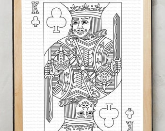 King of Clubs Coloring Page/Wall Art