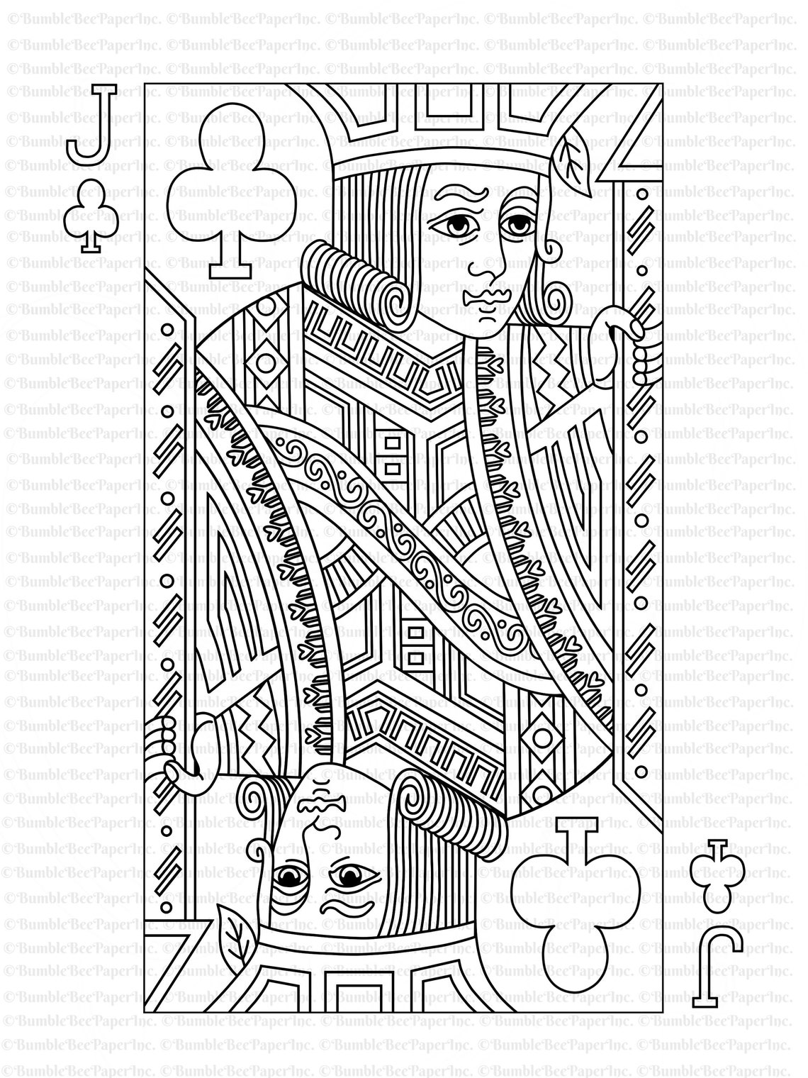 Jack of Clubs Coloring Page/wall Art - Etsy