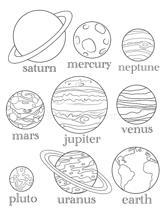 Nine Planets Coloring Page/wall Art - Etsy