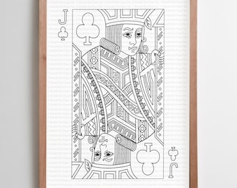 Jack of Clubs Coloring Page/Wall Art
