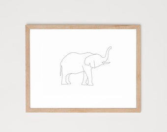 Geometric Elephant Coloring Page and Wall Art