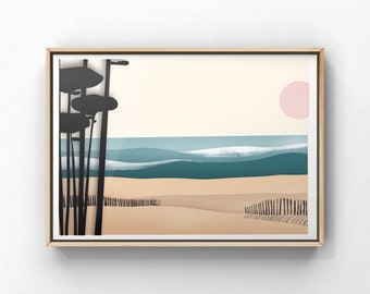 Poster / Print / illustration / Winter beach / Landes
