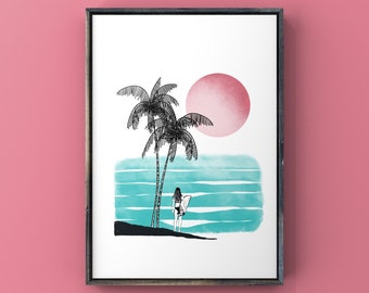 SURFART/Affiche / Print /Surf check/ illustration