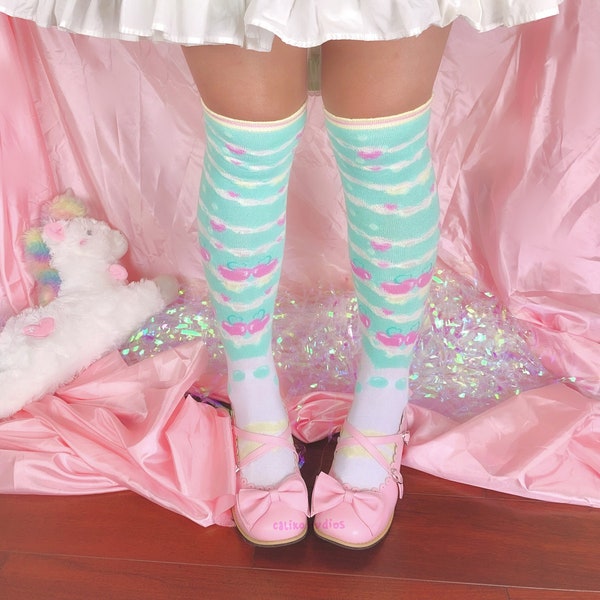Summer Soda Over The Knee Socks / Sweet Lolita / Fairy Kei / Kawaii Fashion