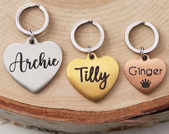 Heart Dog Tag • Cute Pet Tag • Pet ID Tag • Custom Pet Tag • Dog Tag Heart • Cat Tag • ID Tag • Custom Collar Tag • Engraved Heart Tag