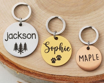 Custom Dog Tag • Round Dog Tag • Dog ID Tag • Engraved Dog Tag • Personalized Dog Tag • Dog Collar Tag • Dog Memeorial Tag • Pet ID Tags