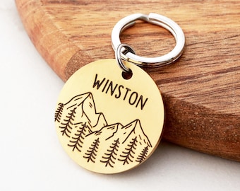 Mountain Dog Tag • Forest Pet Tag • Forest Themed Dog Tag • Pet ID Mountain • Cute Pet Tag • Personalized Pet ID • Forest Dog Tag • Custom