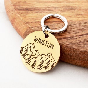 Mountain Dog Tag • Forest Pet Tag • Forest Themed Dog Tag • Pet ID Mountain • Cute Pet Tag • Personalized Pet ID • Forest Dog Tag • Custom