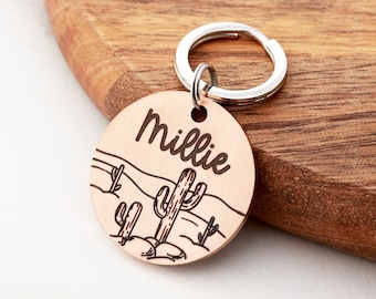 Western Dog Tag • Desert Pet Tag • Cactus Dog Tag • Cute Dog Tag • Personalized Dog Tag • Pet ID Tag • Collar Tag • Dog Name Tag • Custom ID