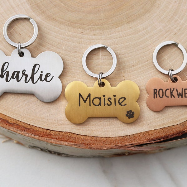 Bone Dog Tag • Personalized Dog Tag • Custom Dog Tag • Cute Dog Tag • Bone Shape Tag • Dog Collar Tag • Personalized Pet ID • Engraved Pet