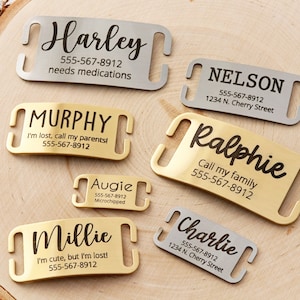 Silent Slide on Dog Tag with No Noise Personalized Pet ID Tag with Custom Engraving Quiet Pet ID Tag for Silent Cat Collar Tag Slide On Tag