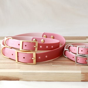 Waterproof Dog Collar • Pet Collar • Pink Collar • PVC Coated Collar • Washable • Personalized Dog Collar • Waterproof Leash • Faux Leather