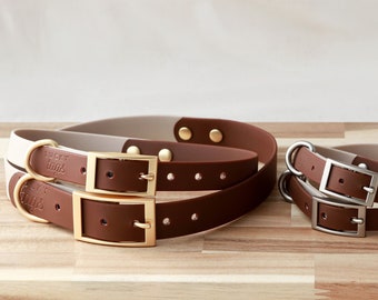 Waterproof Dog Collar • Pet Collar • Brown Collar • PVC Coated • Waterproof • Personalized Dog Collar • Waterproof Leash • Faux Leather