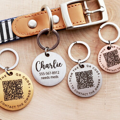 LUXITAG QR Code Dog Tag Custom Engraved Silhouette Pet ID Etsy