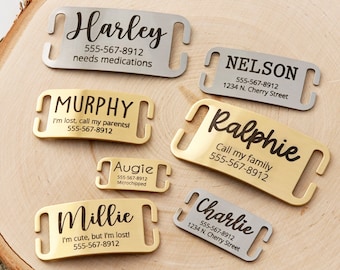 Slide on Dog Tag • Silent Dog Tag • Lucky Tags • Dog Tag • Dog Collar Tag • Dog Tags for Dogs Personalized • Pet ID Tags • Cat Collar Tag