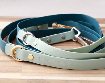 Teal Leash • Waterproof Leash • Leather Alternative • Stink Proof • Dirt Resistant Leash • Washable • PVC Coated Webbing • Faux Leather