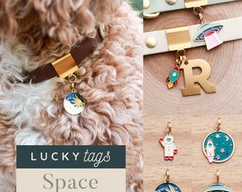 Space Collar Charms - Pet Jewelry, Collar Accessory, Rocket Ship, Spaceship, Moon Charm, Sun Charm, Pet Collar Charms, Personalized Collar