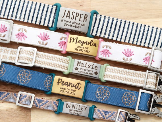 Silent Pet ID Tag, Silicone Pet Tag, Silent Pet Tag for Cats, Slide On Personalized Pet Tag with Custom Engraving Dog Tag, No Noise Silicone