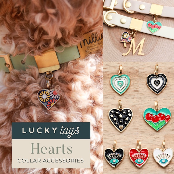 Heart Collar Charms - Pet Charms, Pet Jewelry, Dog Collar Charm, Cat Collar, Flower, Cute Pet Accessories, Pet Gifts, Christmas for Pets