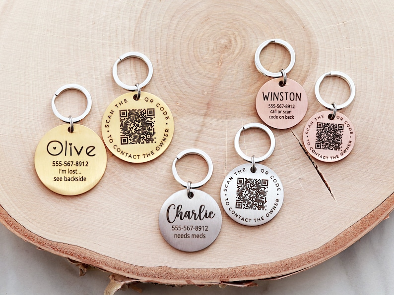 QR Code Dog Tag Dog Collar Tag QR Code QR Code Pet Tag Etsy