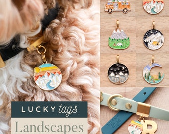 Landscapes Charms - Mountain Dog Tag, Pet Jewelry, Collar Charms, Dog Collar Charm, Cat Collar Charm, Camping Tag, Night Sky Tag, Accessory