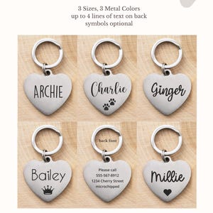 Heart Dog Tag • Cute Pet Tag • Pet ID Tag • Custom Pet Tag • Dog Tag Heart • Cat Tag • ID Tag • Custom Collar Tag • Engraved Heart Tag image 9