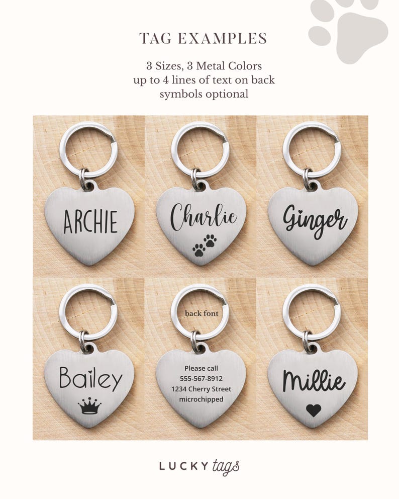 Heart Dog Tag • Cute Pet Tag • Pet ID Tag • Custom Pet Tag • Dog Tag Heart • Cat Tag • ID Tag • Custom Collar Tag • Engraved Heart Tag image 9
