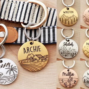 Cute Dog Tag • Custom Dog Tag • Mountain Dog Tag • Beach Dog Tag • Personalized Tag • Customized Dog Tag • Engraved Pet ID Tag • Custom Tag