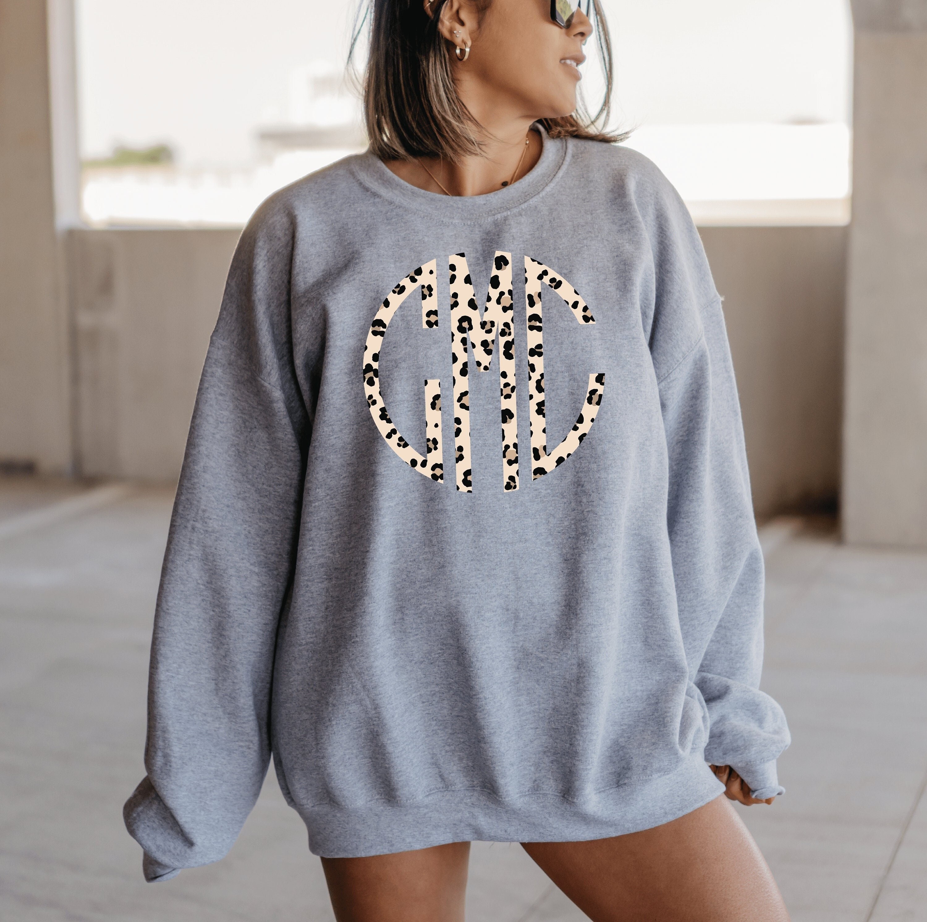 leopard monogram sweatshirt