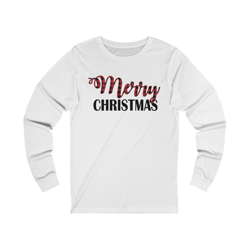 Merry Christmas Long Sleeve Shirt Buffalo Plaid Merry | Etsy