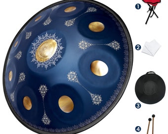 Handpan 22''9 Notes d Minor《Engraving pattern》With Handpan Case&Handpan Stand | 432/440Hz For Meditation/Yoga Christmas Gift