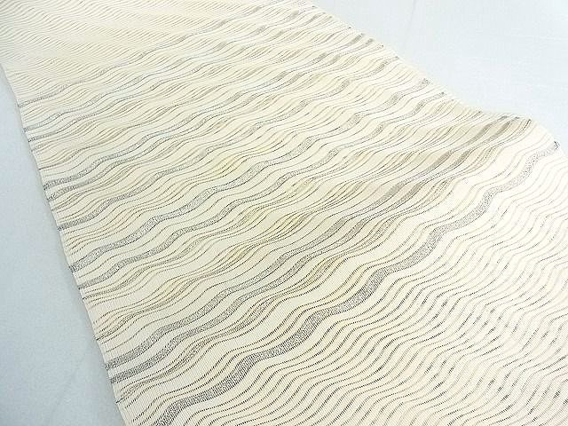 ★専用★未使用品 開き名古屋帯 夏帯 絽綴れ オフホワイト 長さ3ｍ76㎝ お仕立済み】紋紗八寸名古屋帯（変わりつゆ芝：オフホワイト