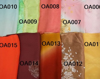 Limited to Purchasers of Kimonos, etc., OA006-015, Unused Vintage Obi-age, Silk Obi Sash, Pink, Green, Blue, Yellow, Brown, Vermilion