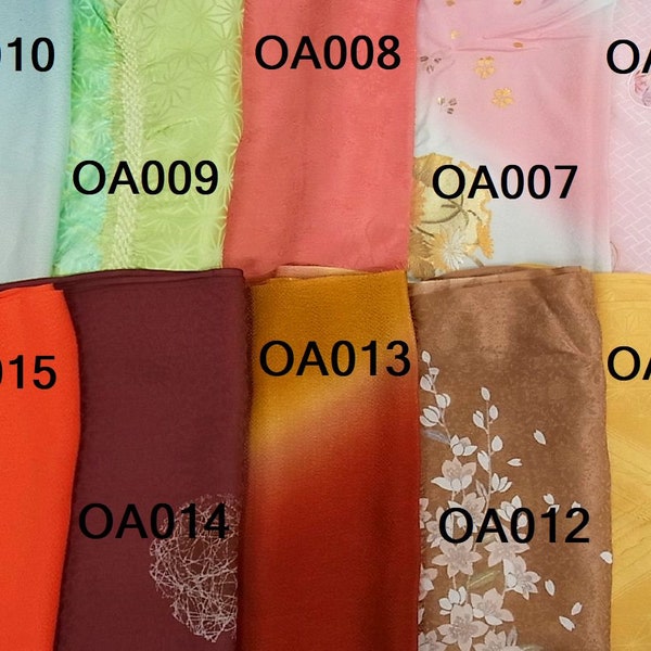 Limited to Purchasers of Kimonos, etc., OA006-015, Unused Vintage Obi-age, Silk Obi Sash, Pink, Green, Blue, Yellow, Brown, Vermilion