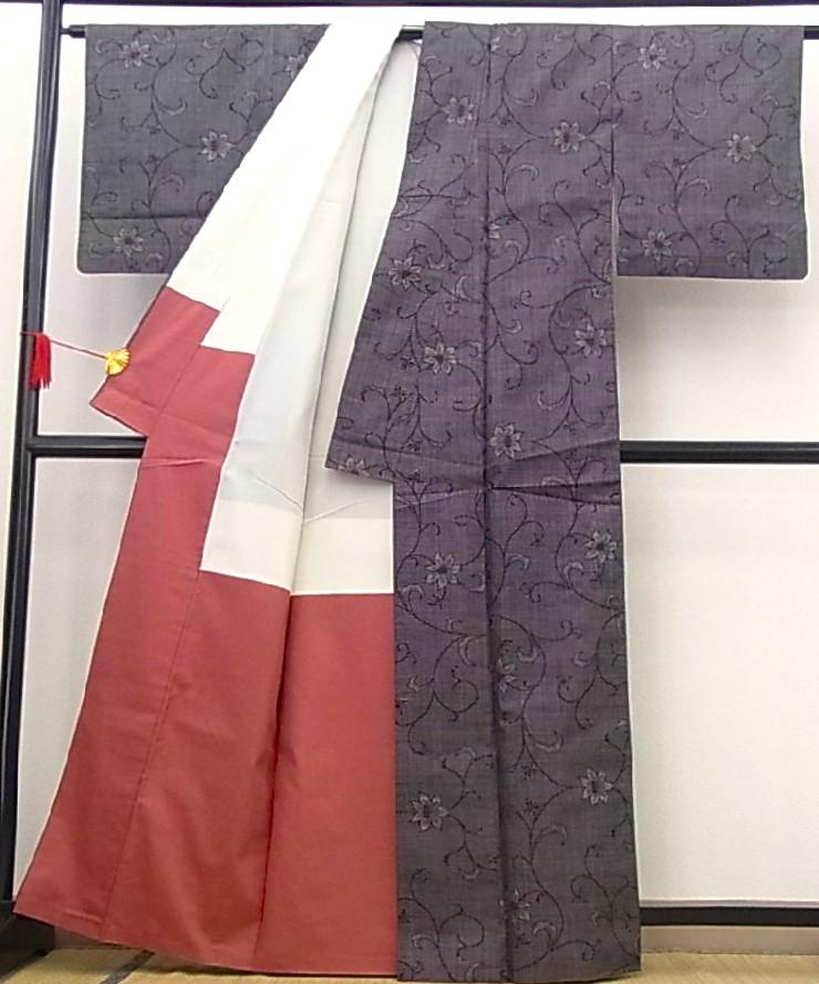 OME003 ヴィンテージ 本場大島紬 カジュアル着物 着物丈161cm 泥染め 7