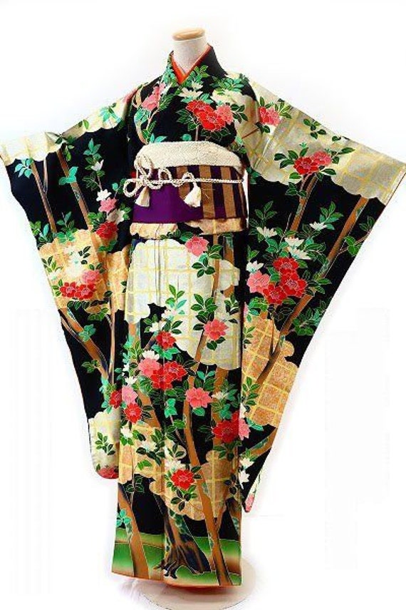 FU012, Set of 6, Semi-antique Furisode, Antique J… - image 1