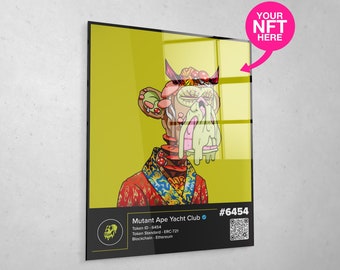 Your NFT as Exclusive Wall Art V4. Print Of Your Own Non Fungible Token Or Any Design. Print NFTs with a QR code.