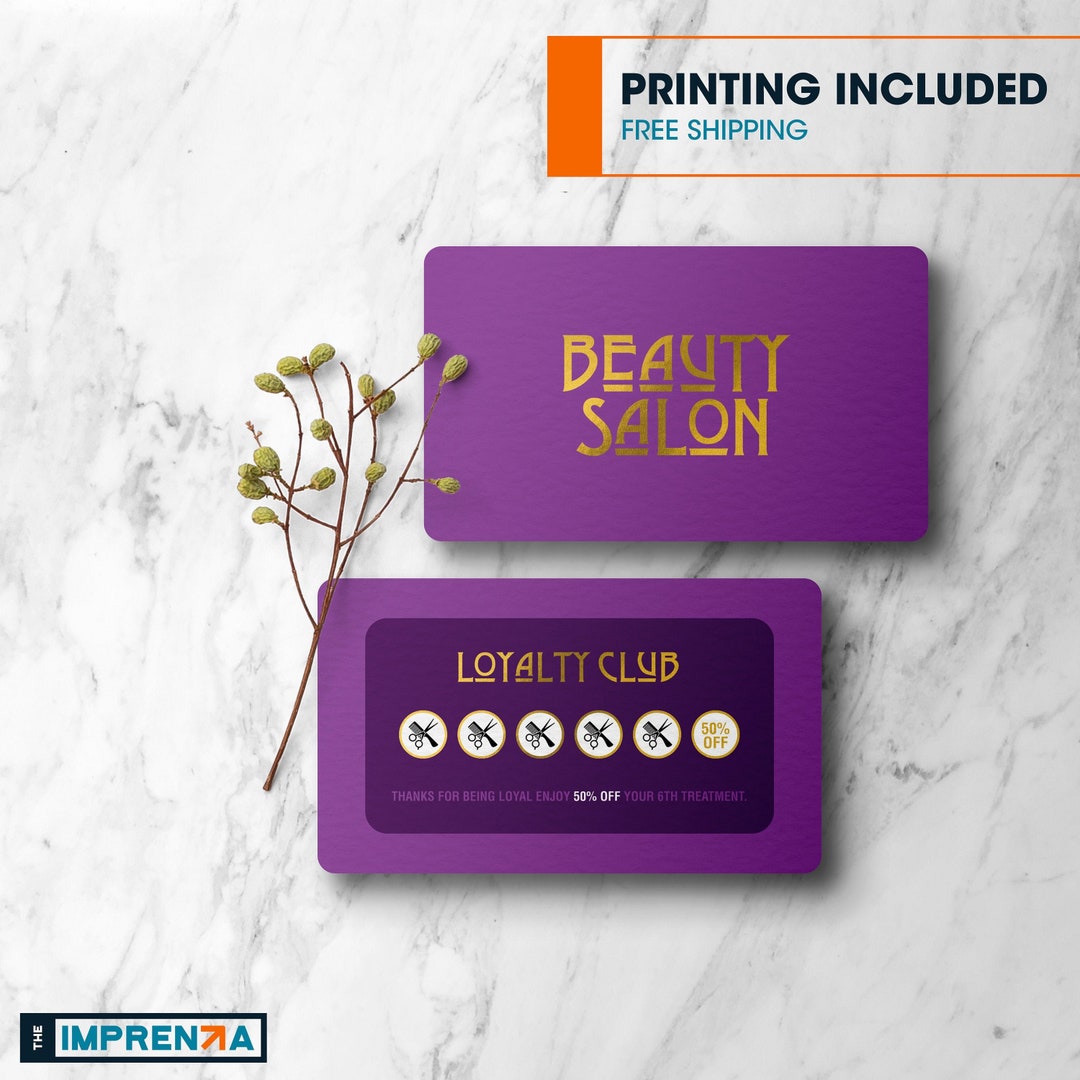 Beauty Salon Round Corner Business Cards Printed Business Cards Personalized Loyalty Club Free