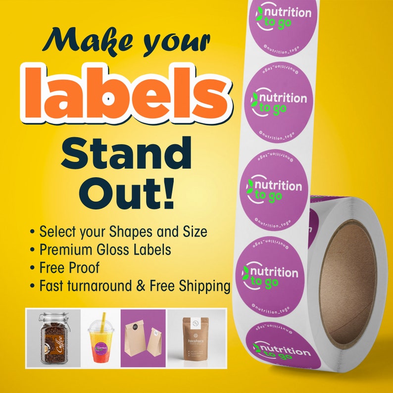Custom Labels on a Roll Glossy or Matte We Print Your Etsy