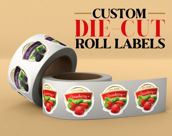 Custom Die Cut Roll Labels, Gloss Lamination