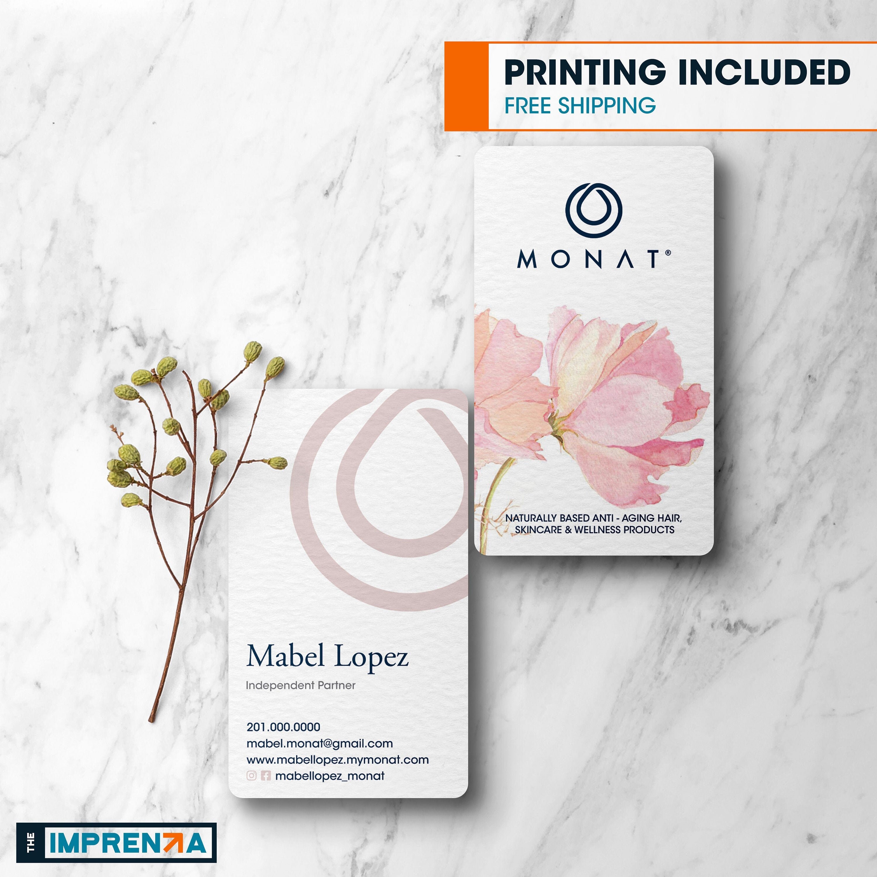 Cards Floral Monat Round Corner Business Cards Printed - Etsy