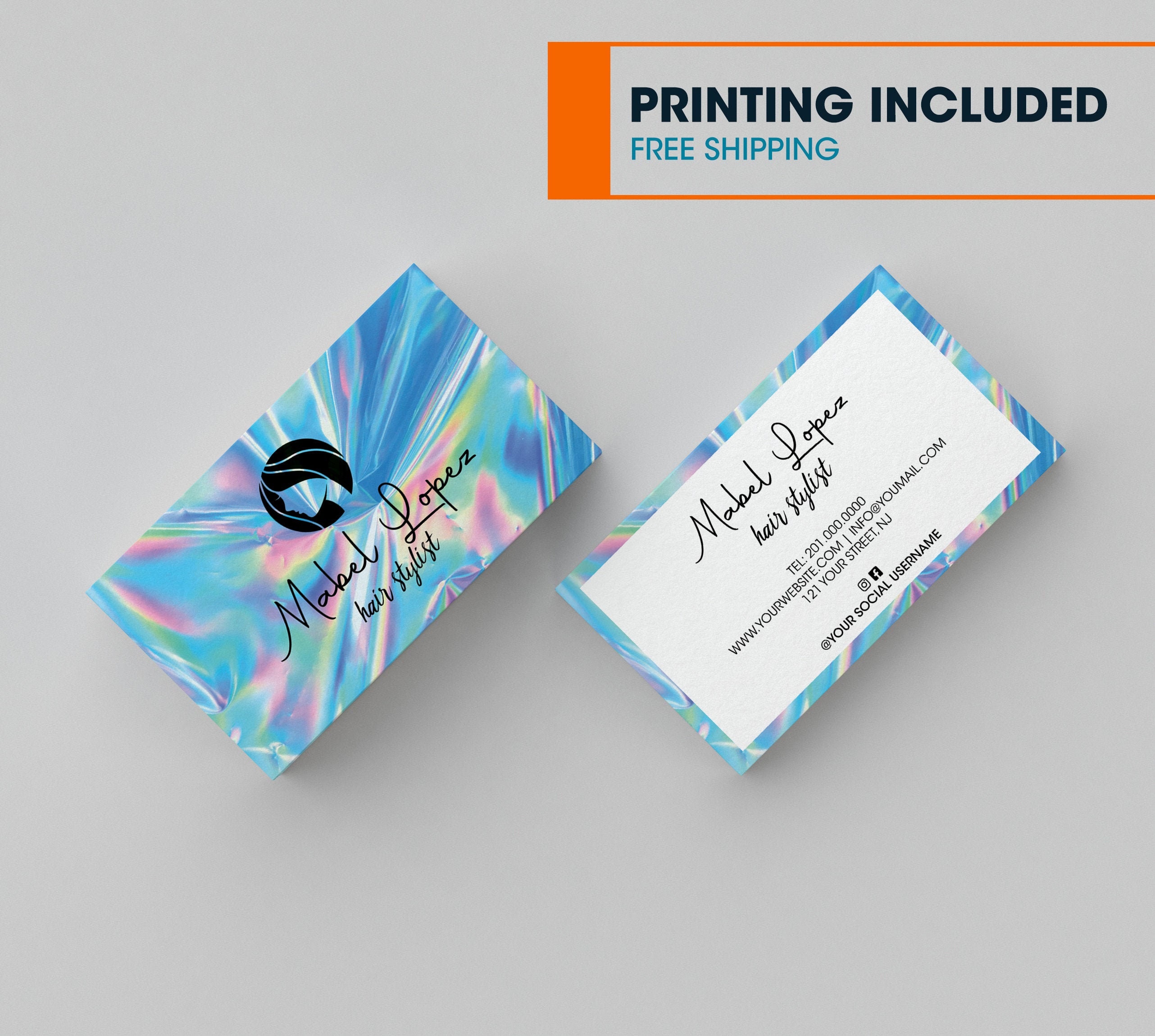 Hologram Business Cards Design Hair Stylist Printed