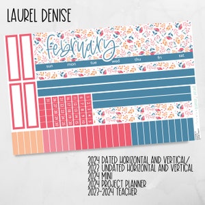 63 LAUREL DENISE planner stickers, planner kit, ld sticker kit, February monthly kit, 63 Petals