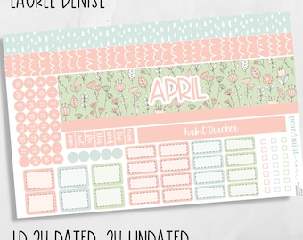 207 LAUREL DENISE planner stickers, mini, project, dated, undated, April monthly kit, 207 Rainfall