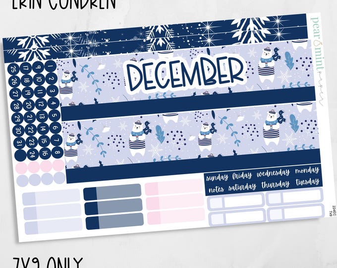 224 7x9 Erin Condren, ECLP Kit, Planner Stickers, December Monthly Kit ...