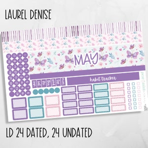 209 LAUREL DENISE planner stickers, mini, project, dated, undated, May monthly kit, 209 Flutter