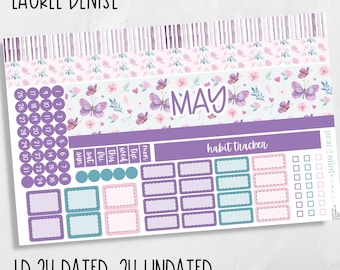209 LAUREL DENISE planner stickers, mini, project, dated, undated, May monthly kit, 209 Flutter